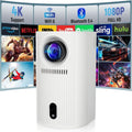 Mini Projector with WIFI 6 and Bluetooth, 4K 1080P Support Projector Screen Movie Projector Auto Keystone Compatible for Laptop, PC, Smartphone