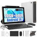 AEEZO Android 14 Tablet 10inch with Keyboard set,20GB RAM+ 64GB ROM/1TB Expandable,Octa-Core 2.4 GHz,5MP + 8MP, 5000mAh, White