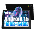 AEEZO 10.1inch Android 15 Tablet, Octa-Core Touch Screen Tablet, 10GB RAM+64GB ROM(Expand to 1tb), 5MP+8MP Dual Cameras, Dynamic Halo, Face ID, Bluetooth, WiFi 6, 5000mAh Battery,Black