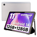 AEEZO 11inch 2K Tablet Android 14 with Octa-Core Processor,12GB RAM 128GB ROM(1TB TF Extensions),2000x1200 FHD IPS Display,8MP+13MP, Split-Screen, 6800mAh,Wi-Fi 6,Silver with Case & Pen