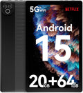 AEEZO Android 15 GO Tablet 10inch Tablet, 5-Core, 20GB RAM+64GB ROM+1TB Expand, 1332x800 IPS Display, HD Touchscreen, Widevine L1, 6G WiFi, 5MP+8MP Camera, 5000mAh, Bluetooth 5.4 -Black