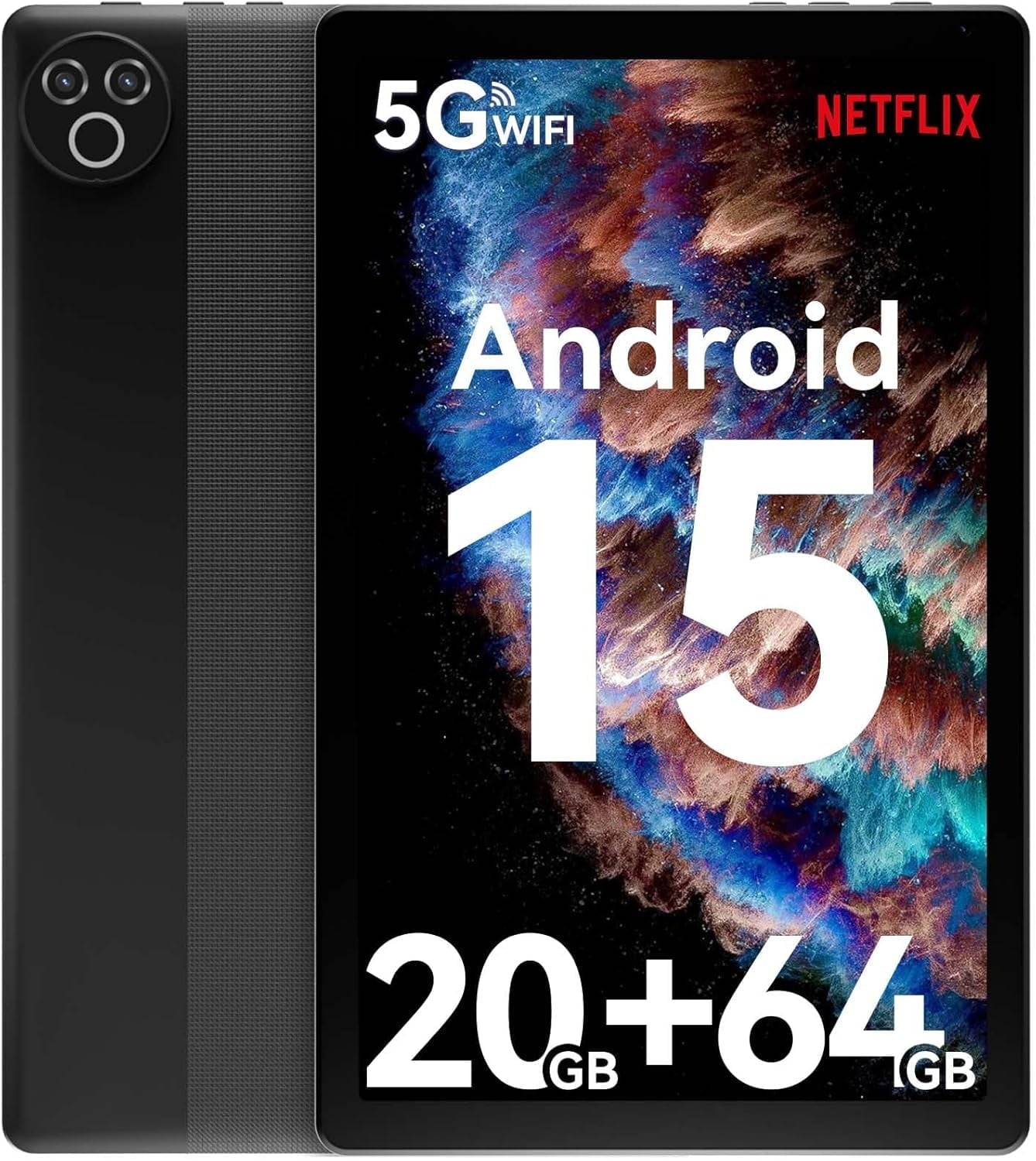 AEEZO Android 15 GO Tablet 10inch Tablet, 5-Core, 20GB RAM+64GB ROM+1TB Expand, 1332x800 IPS Display, HD Touchscreen, Widevine L1, 6G WiFi, 5MP+8MP Camera, 5000mAh, Bluetooth 5.4 -Black