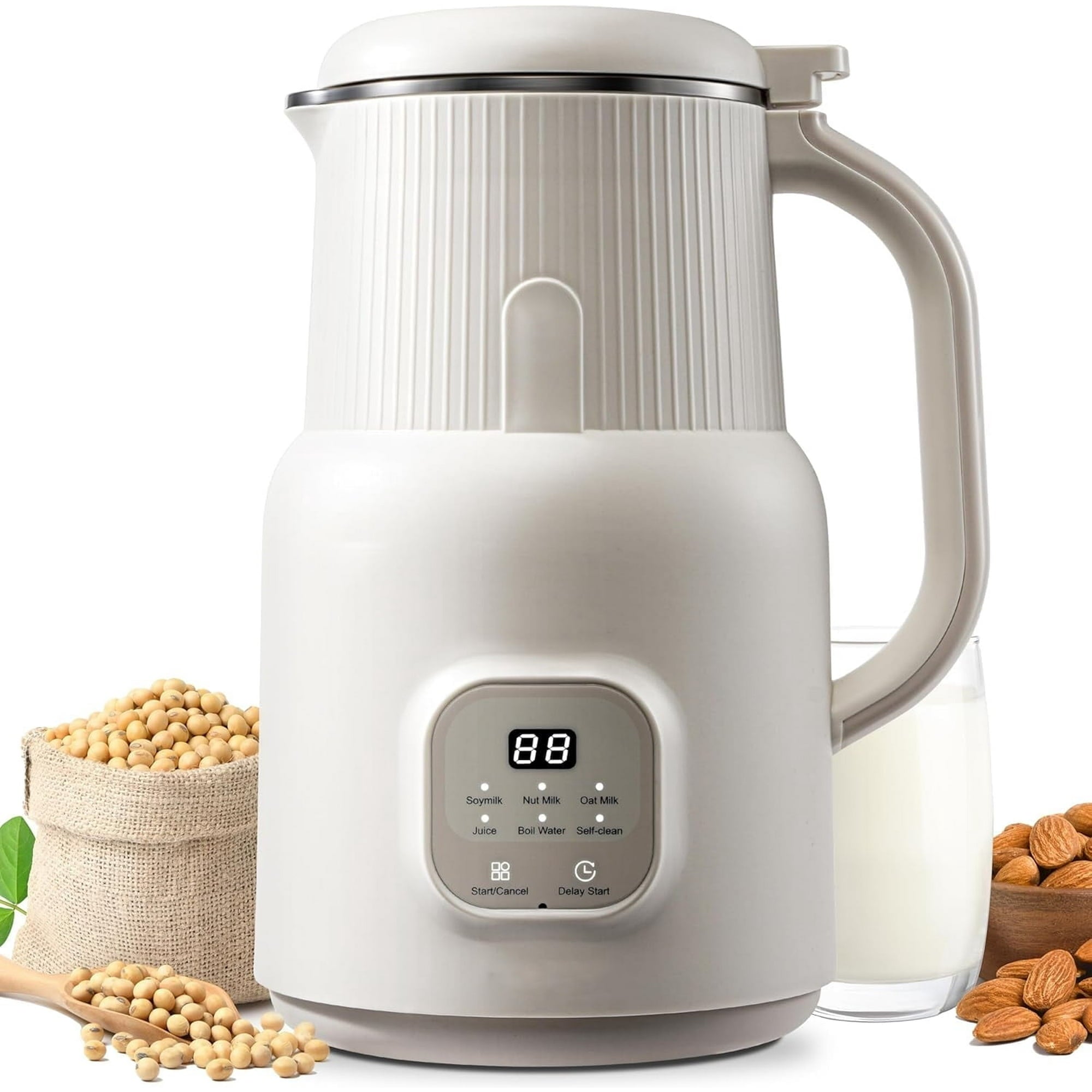 6 in 1 Milk Maker Blender, 20oz for Homemade Almond, Coconut, Oat, Soy Milk, Non-Dairy Beverage Machine with Self Cleaning, Keep Warm, Delay Start