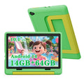 Bestski Android 14 10'' Kids Tablet,14GB+64GB with Quad-Core Processor, Expandable Memory to 1TB,Support 5G WiFi,5000 mAh Battery,Eye Care HD Display with Kids Education,Green