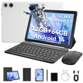 AEEZO Android 14 Tablet 10 inch,Octa Core Ips HD Touch Screen,12GB RAM + 64GB ROM(TF 1TB), Widevine L1,5000mAh, Wi-Fi 6,Face Unlocked,White+Keyboard & Mouse Set Black