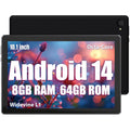 AEEZO Android 14 10.1 inch Tablets with 1280 * 800 IPS HD Touchscreen, 8-Core, 8GB RAM 64GB ROM+1TB TF, Widevine L1, Face ID, Wi-Fi 6 - Black