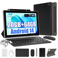 Android 14 Tablet 10inch with Keyboard set,8GB RAM+ 64GB ROM/1TB Expandable,Octa-Core 2.4 GHz,5MP + 8MP, 5000mAh, Black