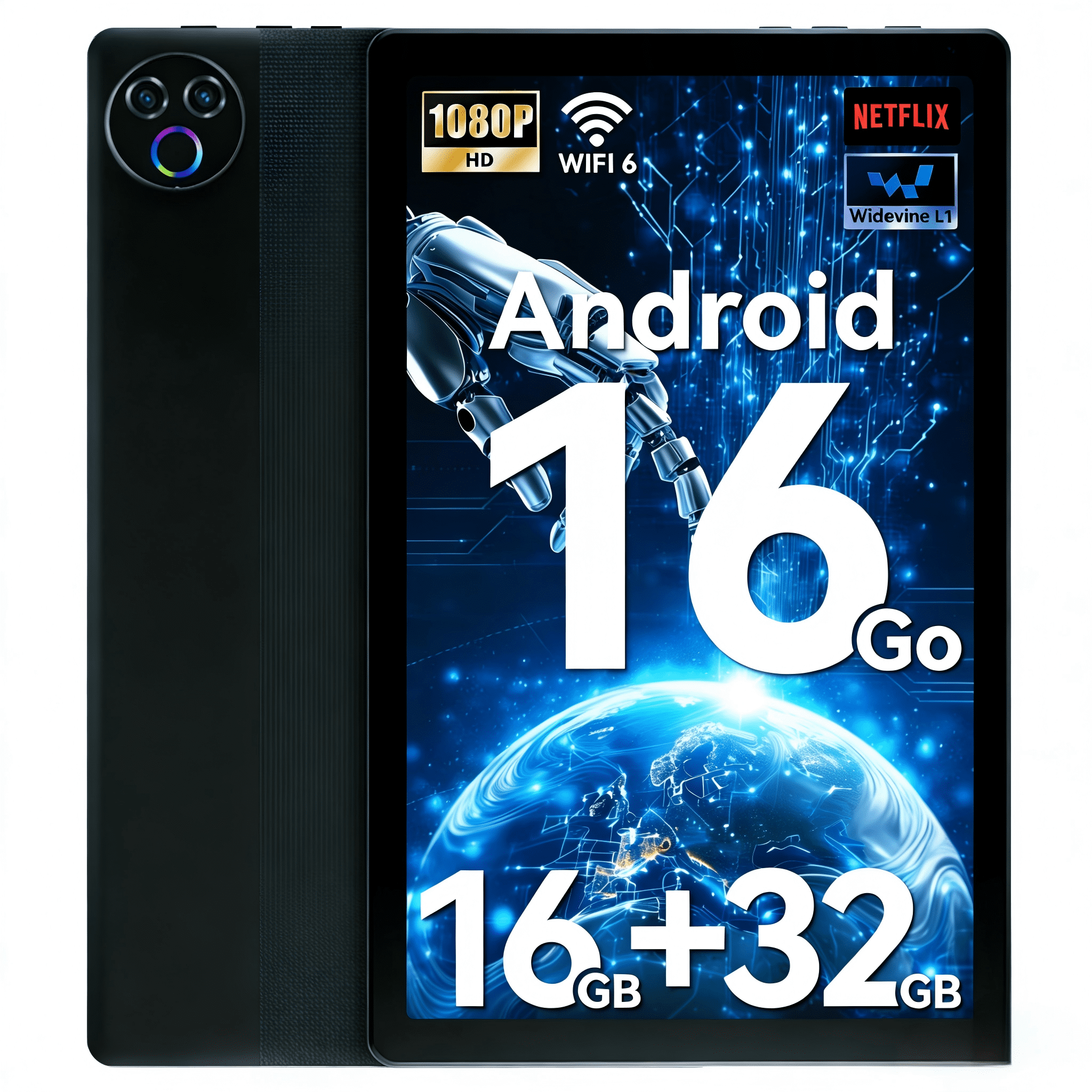 AEEZO Android 16 10inch 5-Core Tablet,16GB Ram+32GB ROM +1TB Expand,IPS Display, Widevine L1, 5G Wifi, 5MP+8MP Camera, 5000mAh, Bluetooth 2.4,Black