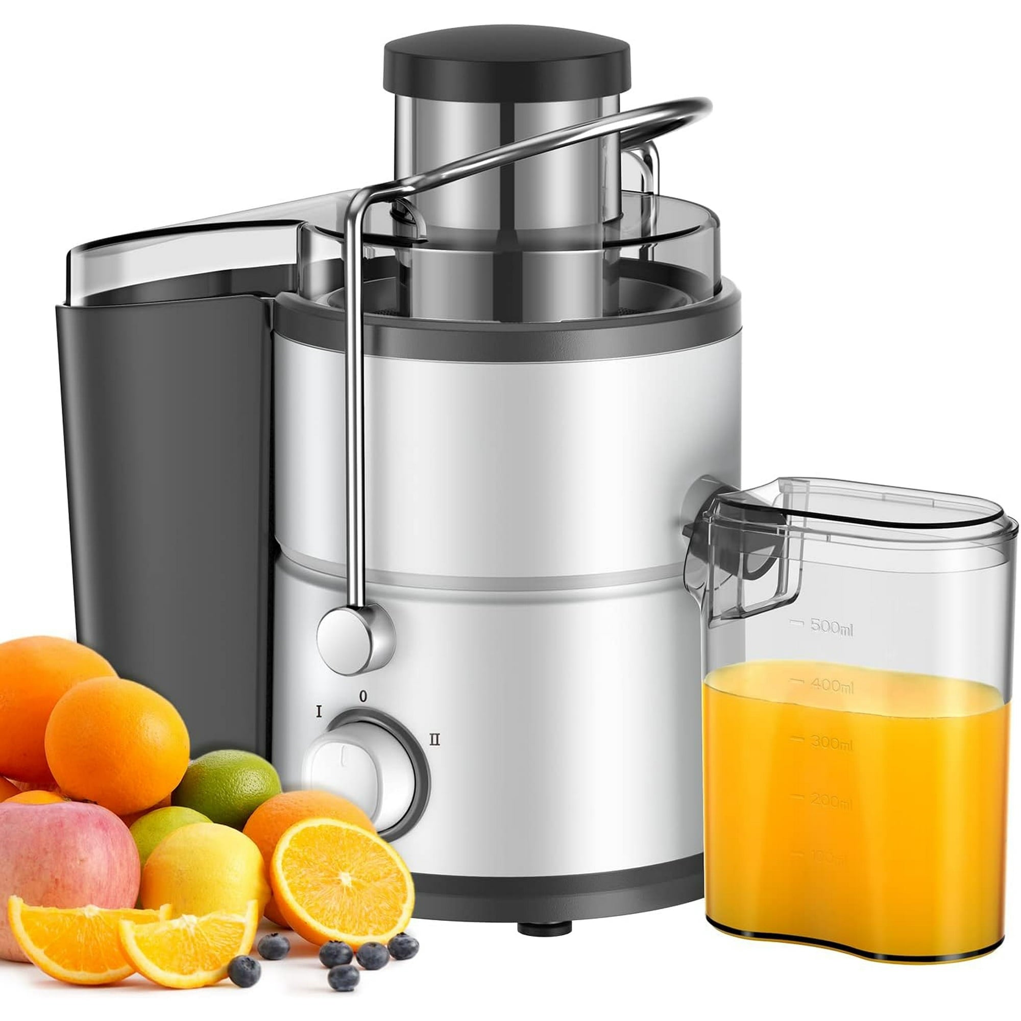 Juicer with 800W Motor, SHARDOR Juicer Machine with 3¡± Feed Chute, Dual Speeds Juice Maker for Fruits and Veggies, Anti-Drip Function Centrifugal Juicer, Include Cleaning Brush, BPA-Free, White