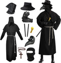Plague Doctor Costume for Adult, 9 in 1 Halloween Costumes with Mask for Dress-Up Party