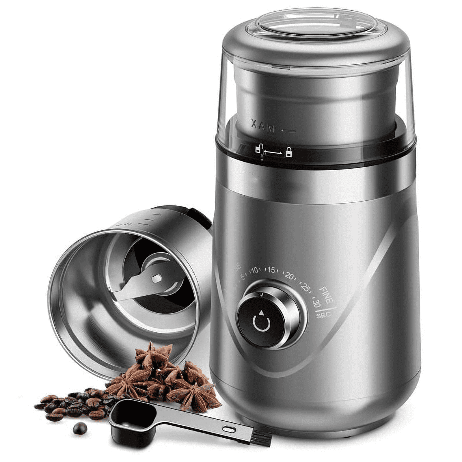 GDOR Upgraded Adjustable Coffee Grinder Electric, Espresso Grinder with 1 Removable Stainless Steel Bowl, Sliver, 2.0